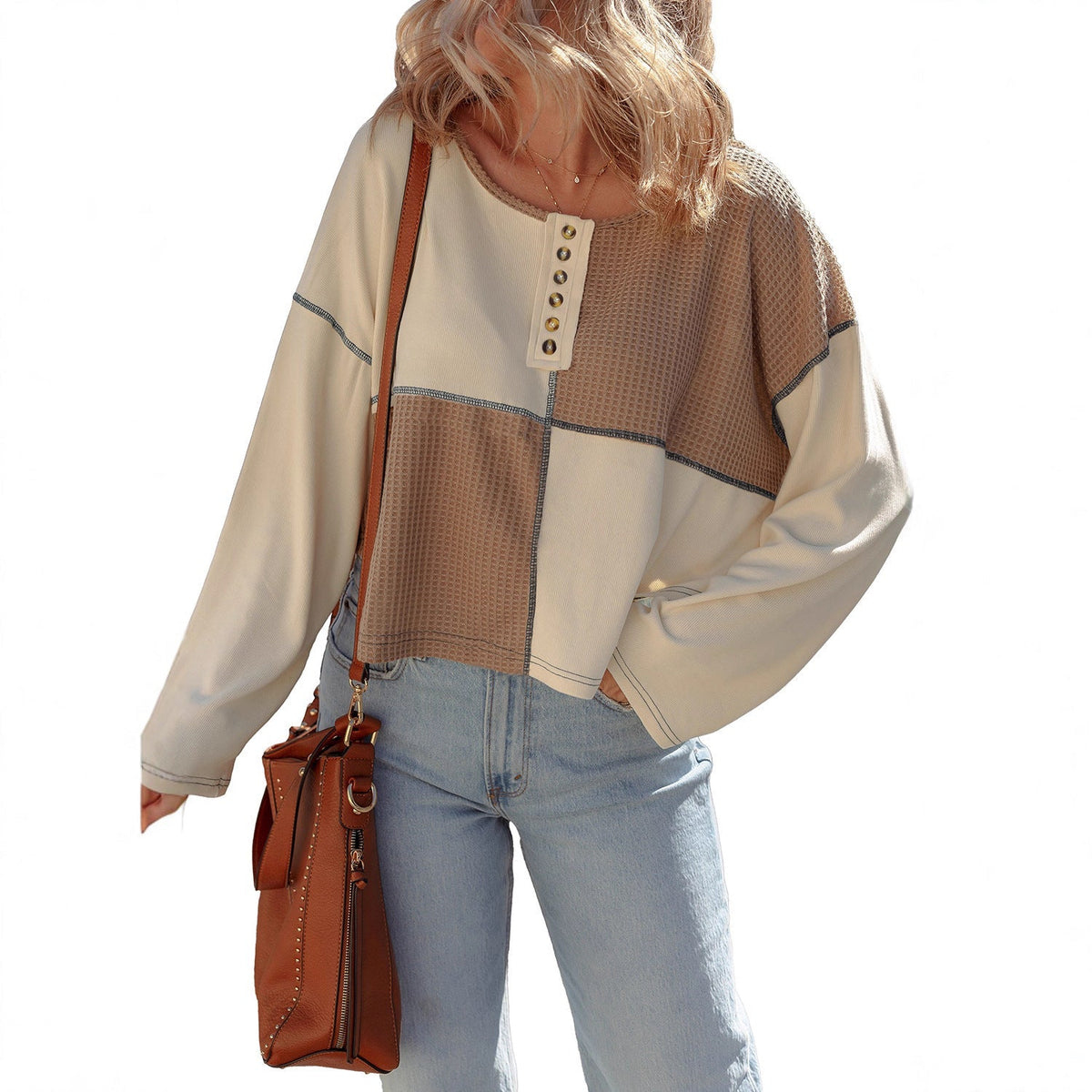 Almée - Round Neck Patchwork Sweater