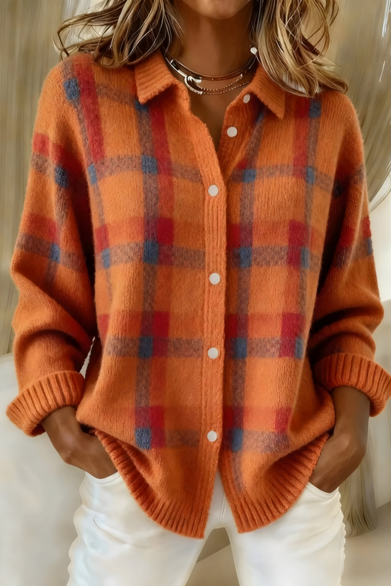 Tesa - Soft Check Knit Cardigan