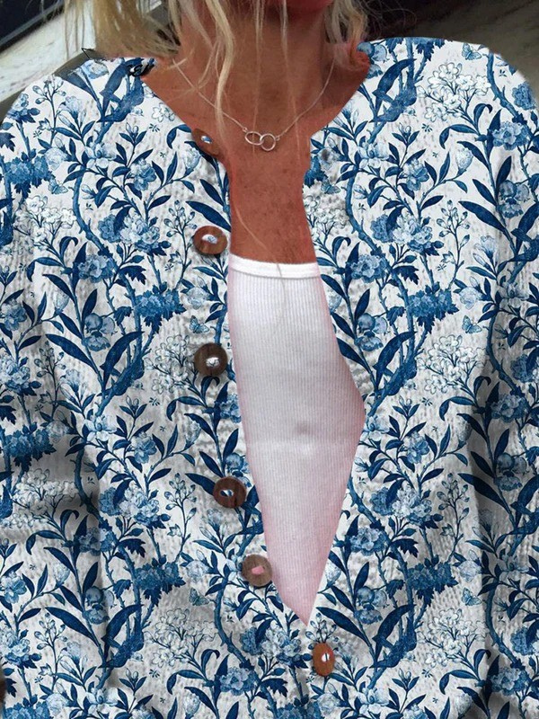 Tiverly| Vintage Floral Button-Front Cardigan