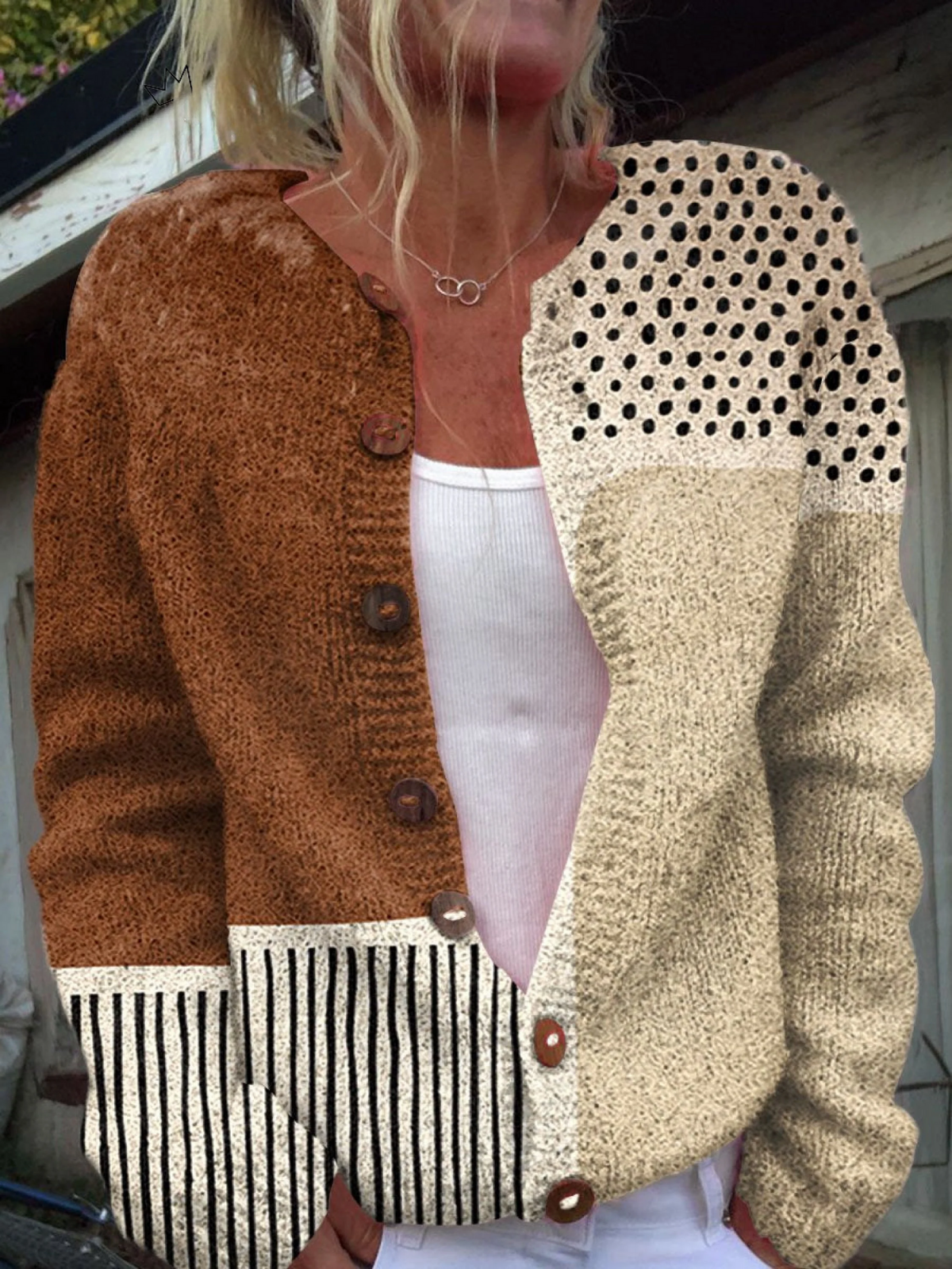 Alma - Dotted Knit Cardigan