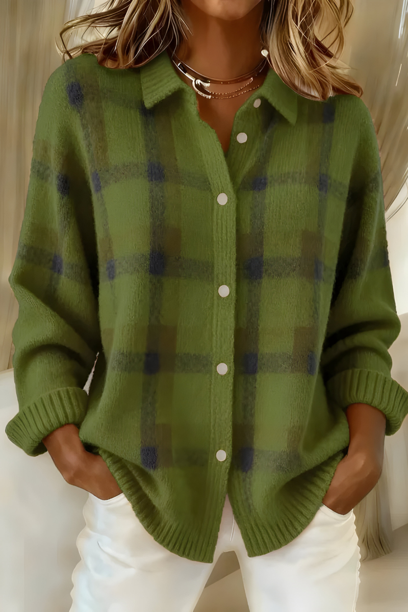 Tesa - Soft Check Knit Cardigan