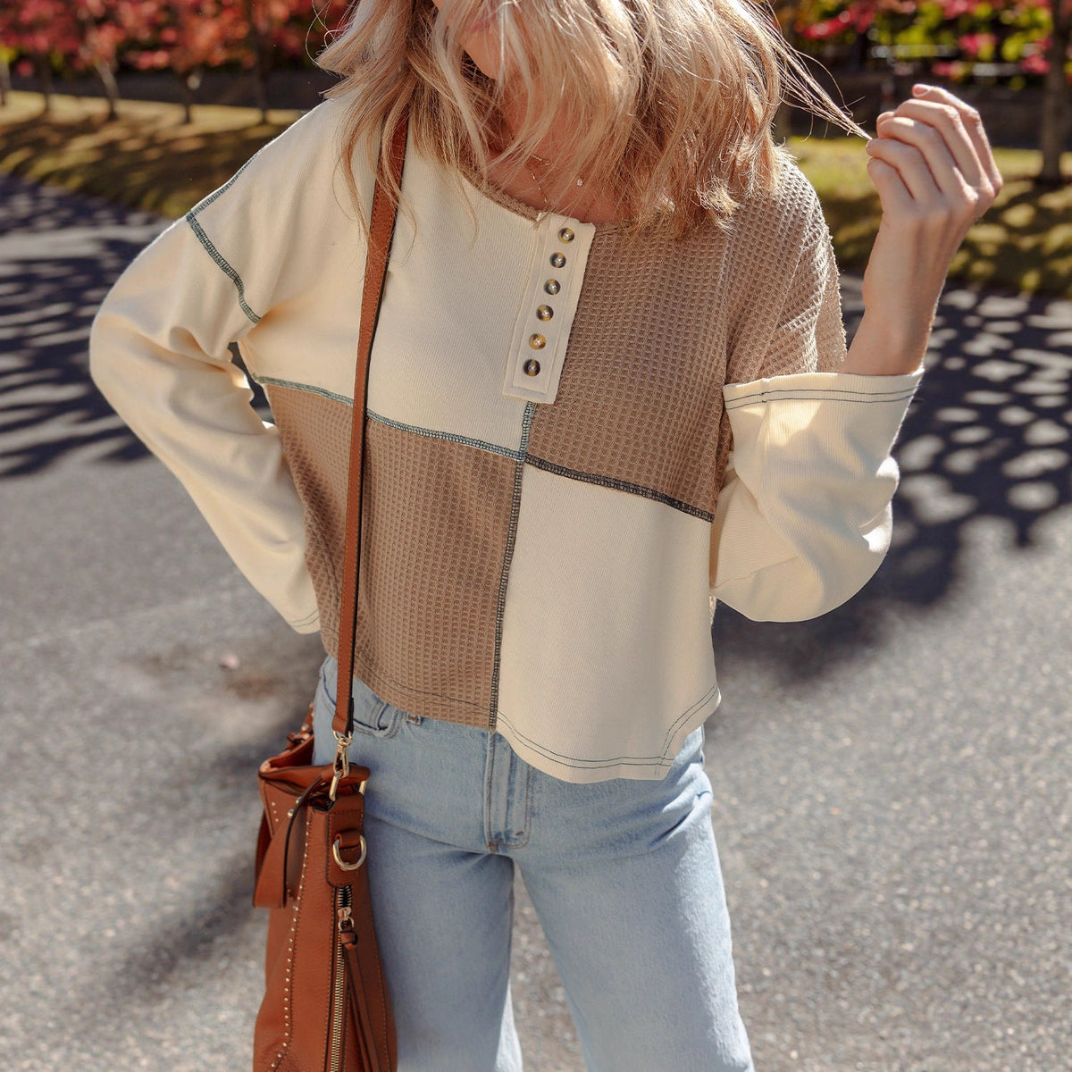 Almée - Round Neck Patchwork Sweater