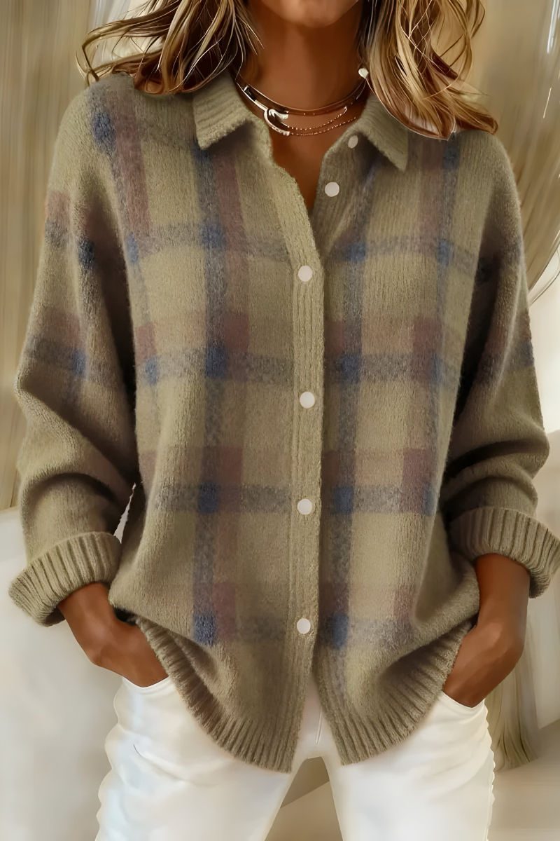 Tesa - Soft Check Knit Cardigan