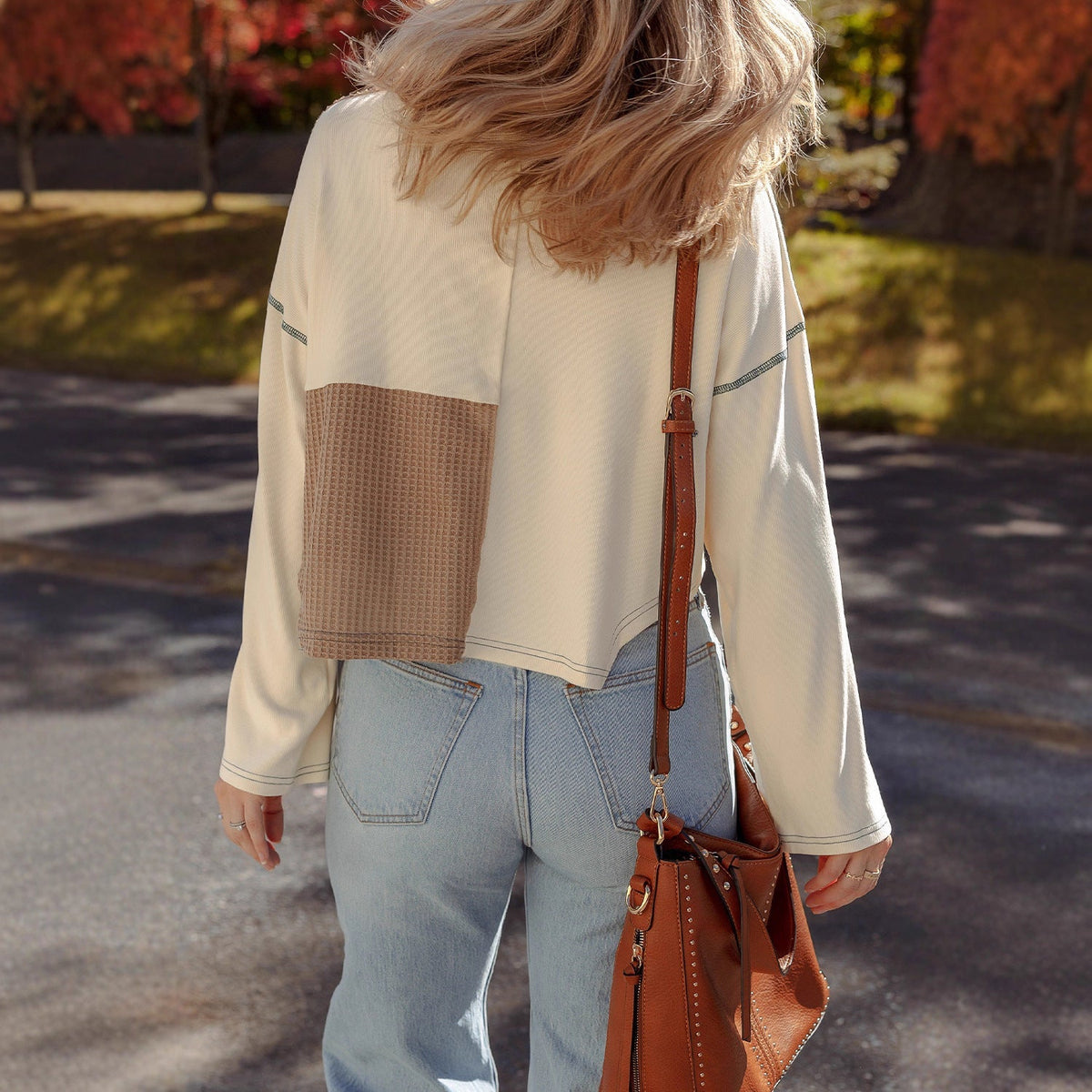 Almée - Round Neck Patchwork Sweater