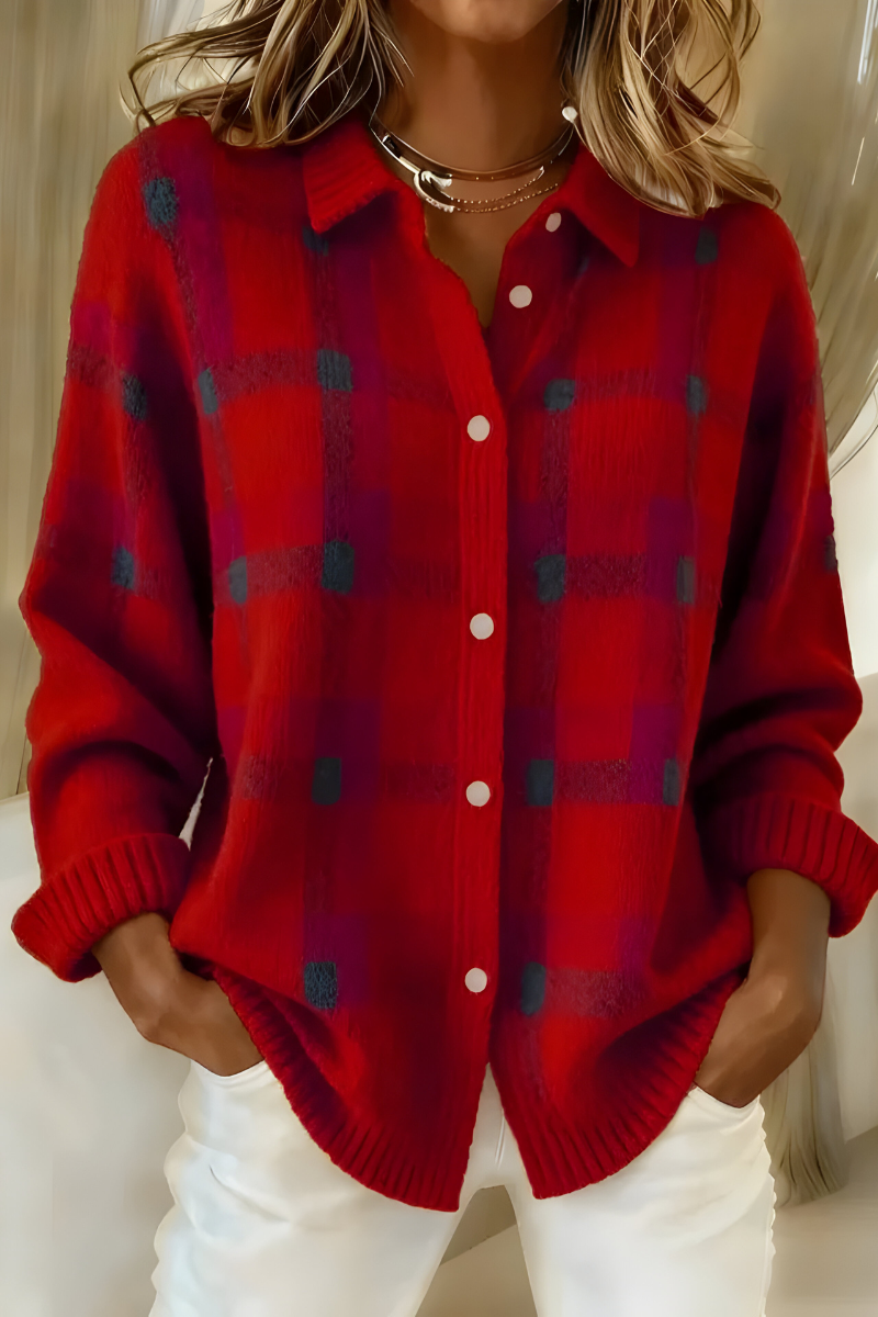 Tesa - Soft Check Knit Cardigan