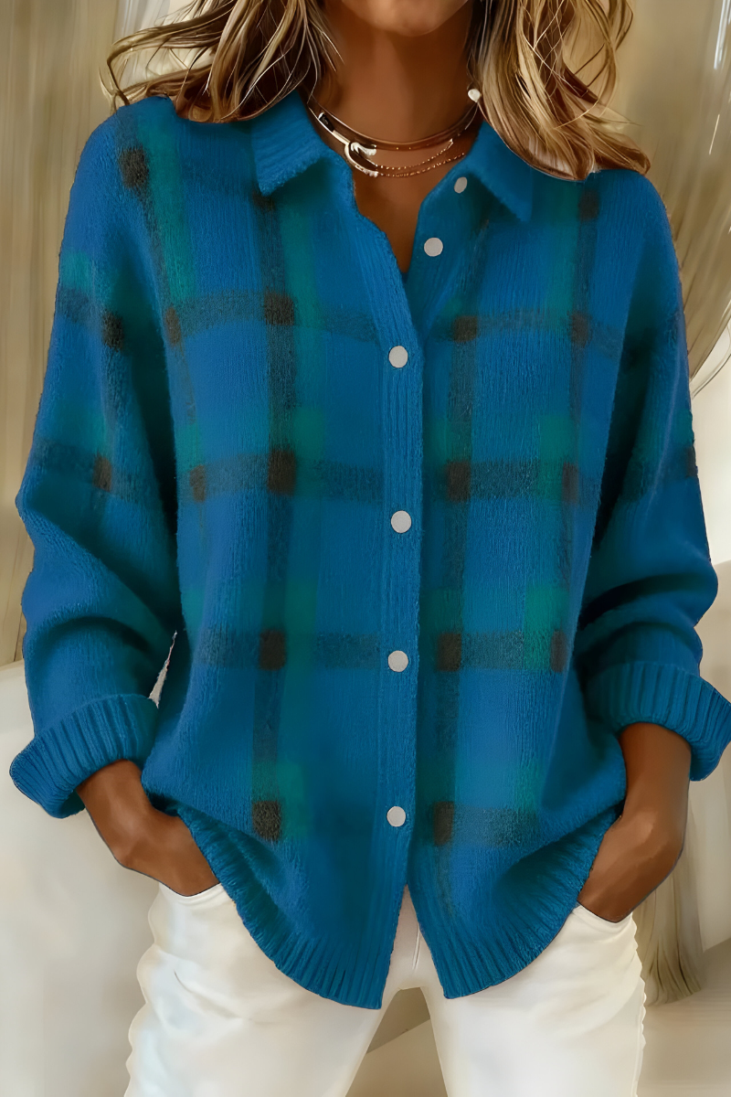 Tesa - Soft Check Knit Cardigan