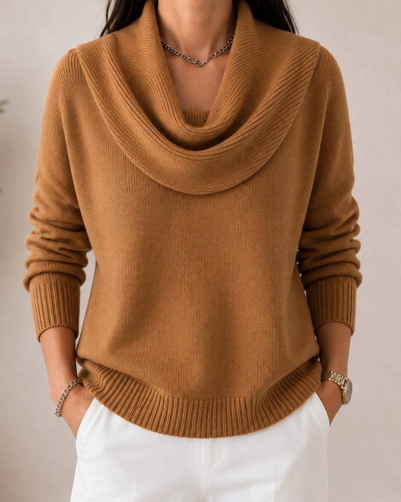 Caralina| Elegant Cowl Neck Knit Jumper