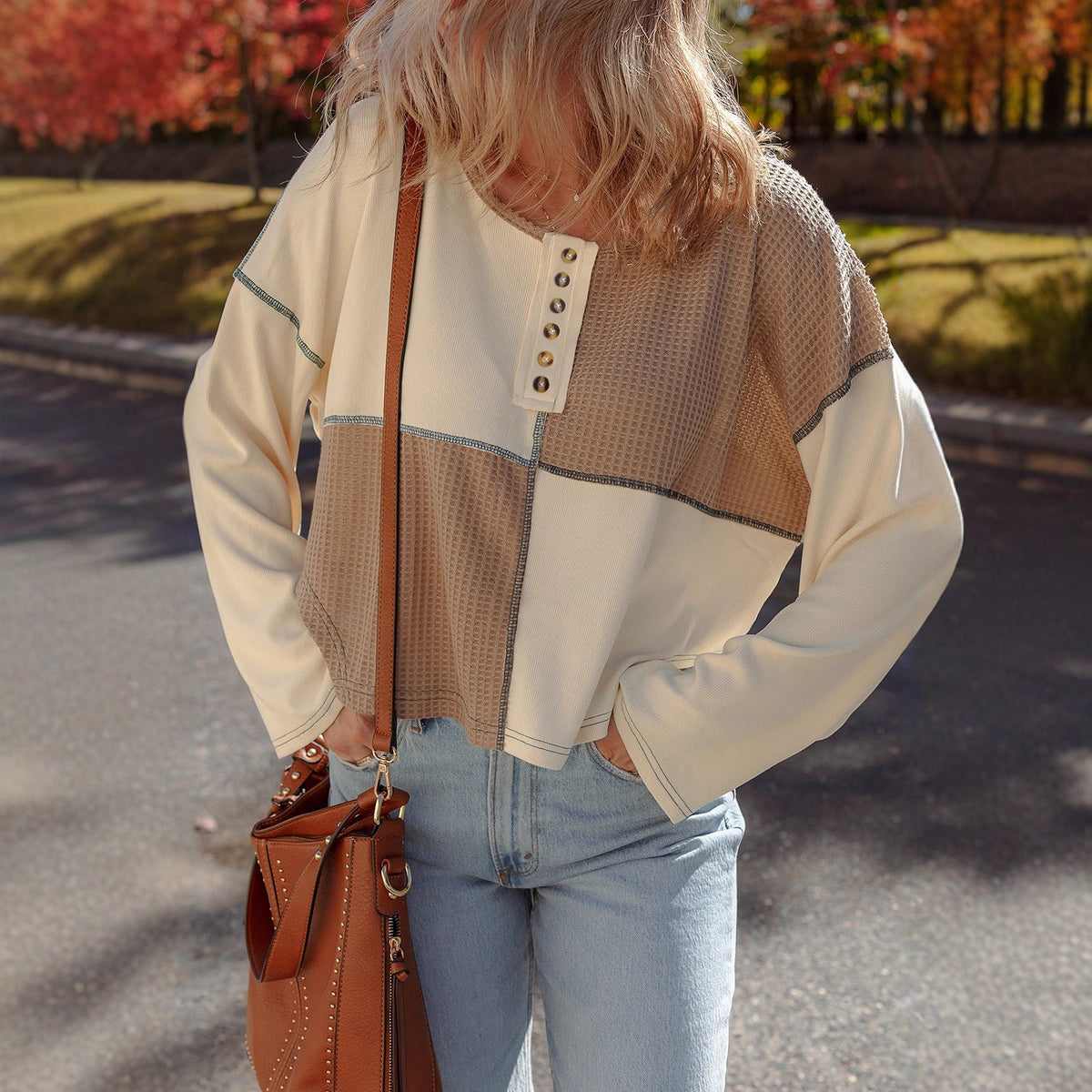 Almée - Round Neck Patchwork Sweater