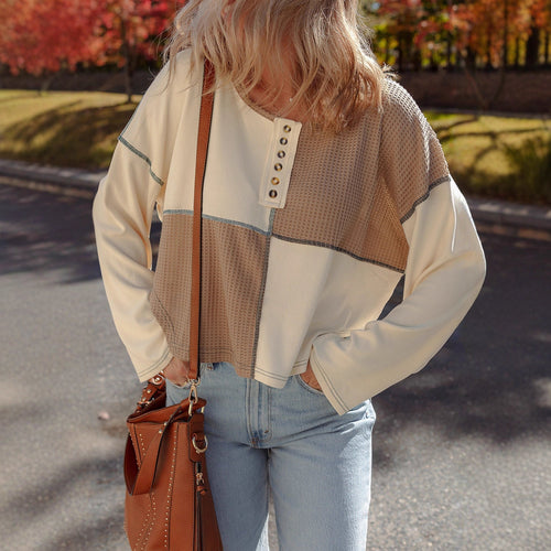 Almée - Round Neck Patchwork Sweater